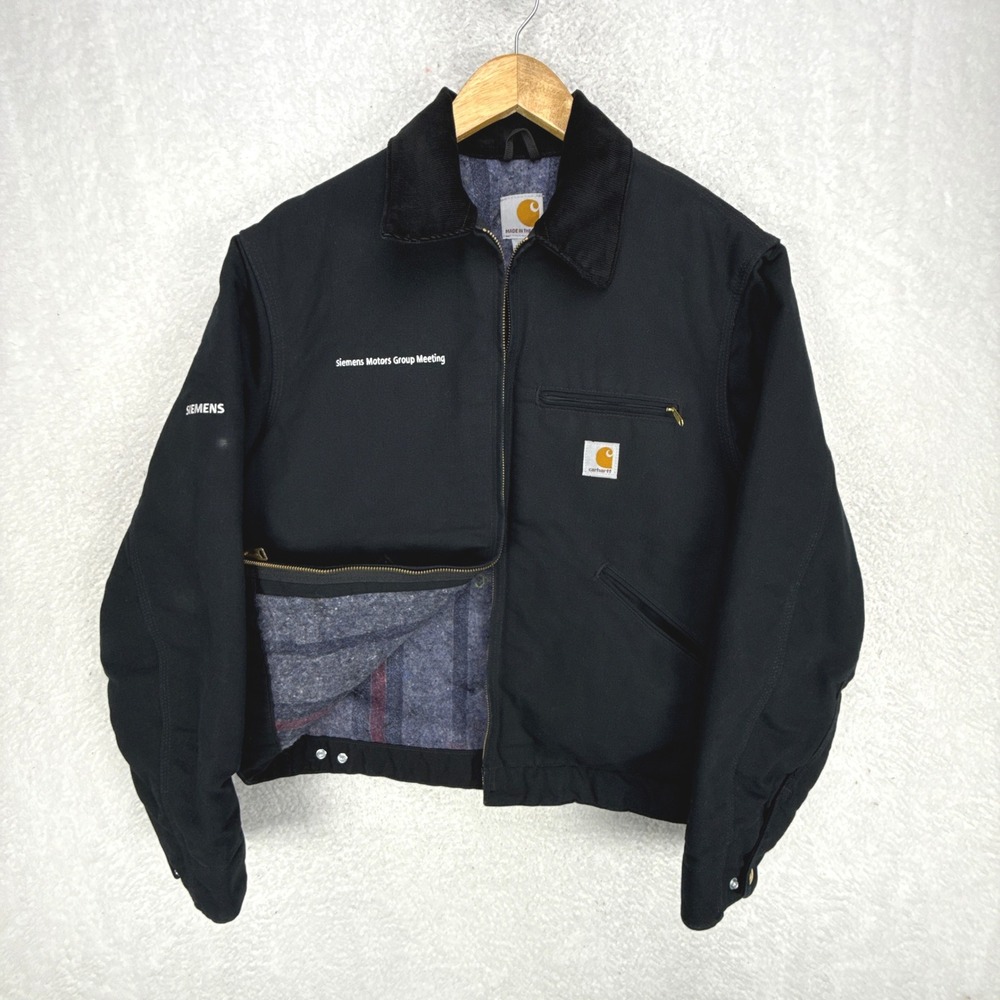 Carhartt Detroit Jacket Blanket Lined Mens Medium J001 BLK Black‎ Logo Siemens